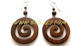 Carved Wood Earring