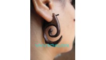 Earring Wood Carved Spiral