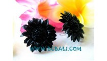 Leather Earrings With Flower Motive