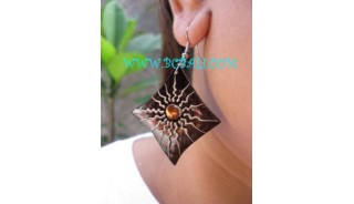 Mahogany Wooden Painting Earring