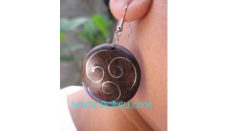 Natural Earring Wooden Steel