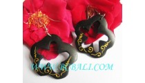 Bali Wooden Hand Painting Earrings 