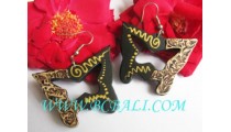 Hand Work Wooden Painting Earrings