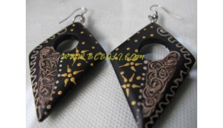 Hand Painting Earrings Natural Wood