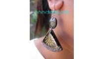 Pyramid Wooden Painted Earring