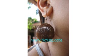 Wooden Ball Steel Earring Fashion