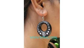 Wooden Black Painted Earring