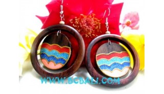 Wooden Earring Painted