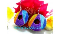 Wooden Earring Painted Oval Shape