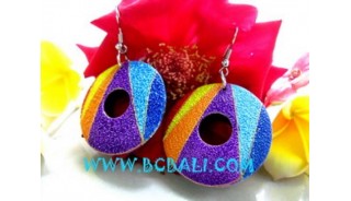 Wooden Earring Painted Oval Shape