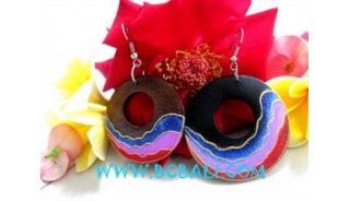 Wooden Earrings Painted