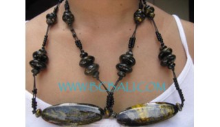 Black Wooden Painted Necklaces