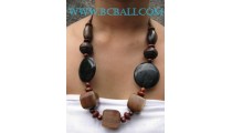 Stone Necklace With Wooden Beads