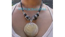 Stone Pendant Necklaces With  Wooden