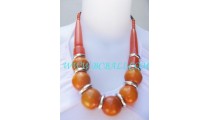 Wood Orange Ball Necklaces