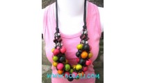 Wooden Necklace Multi Colored