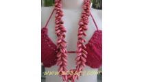 Pink Cowrie Dyed Shell Necklaces