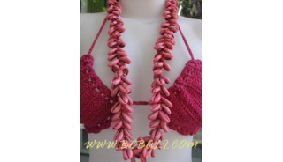 Pink Cowrie Dyed Shell Necklaces