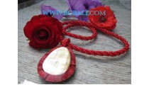 Red Coral Pendant Bead Necklace