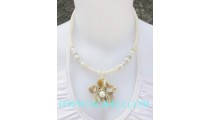 Seashell Necklace Pendants Bead Flower