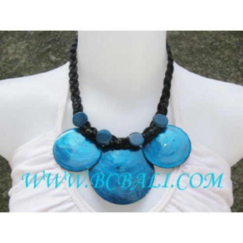 Seashell Necklaces For Girl blue color flat seashell necklaces, very