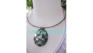 Abalone ShellsStainless Choker Necklace Pendants