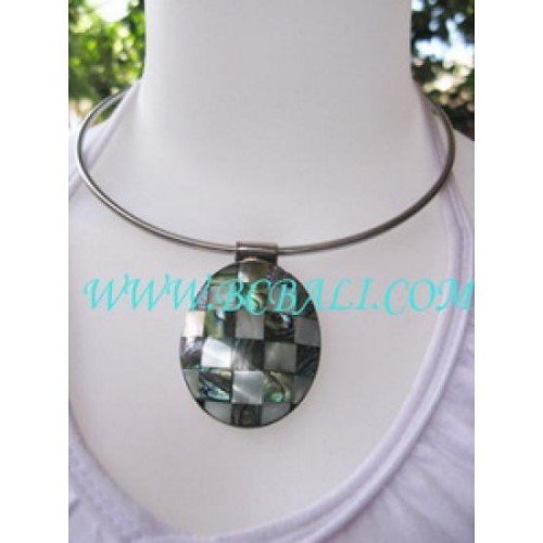 Stainless Steel Abalone Shell Choker Necklace Pendants stainless