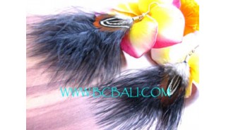 Black Painted Feather Earrings