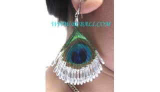 Peacock Beads Feather Earrings