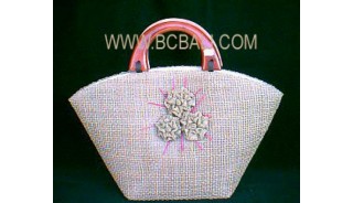 Bali Design Straw Bag Flower