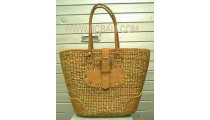 Leather Seagrass Handbag Exotic