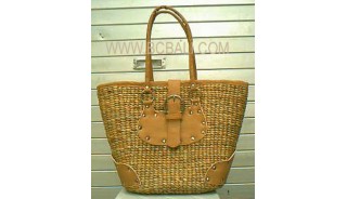 Leather Seagrass Handbag Exotic