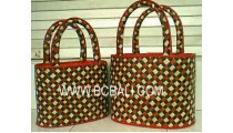 Pandanus Straw Bags Set 2