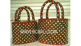 Pandanus Straw Bags Set 2