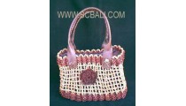 Straw Bags Handle Leather