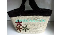 Straw Bags With Flower Design