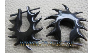 Black Earrings Horn Carving