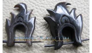 Body Earring Carved Black Horn