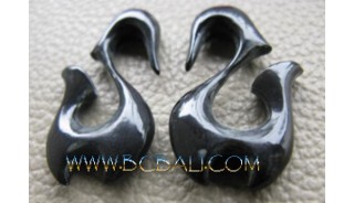 Horn Black Earrings Tribal