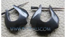 Horn Earrings Carving Black Taboo