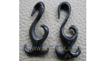 Solid Black Horn Hook Carved