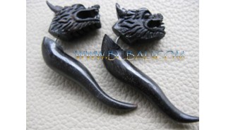 Split Tribal Hook Snakes Carving