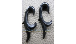 Tribal Horn Carving Hook Earrings