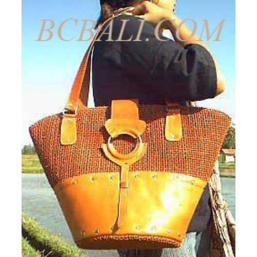 Bali Handbags Leather Indonesia Straw Leather Bags,Straw Leather Bags