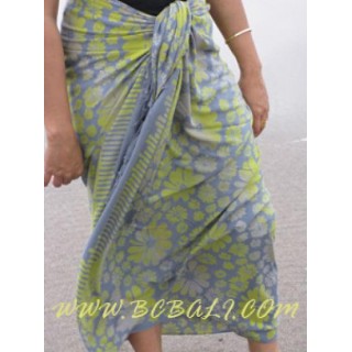 multiple flower design hand stamp batik rayon Sarongs Bali