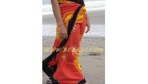 Hand Painted Rayon Sarong Floral Design Made in Bali