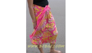 Rayon Sarong Hand Stamp Flower Design Bali