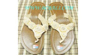 Beige Bead Shoes Sandals