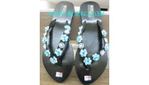 Turquise Floral Bead Slipper