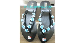 Turquise Floral Bead Slipper